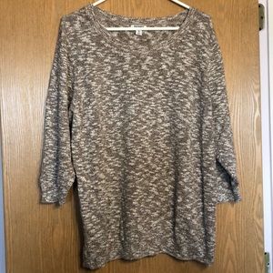 Tan and white knit sweater